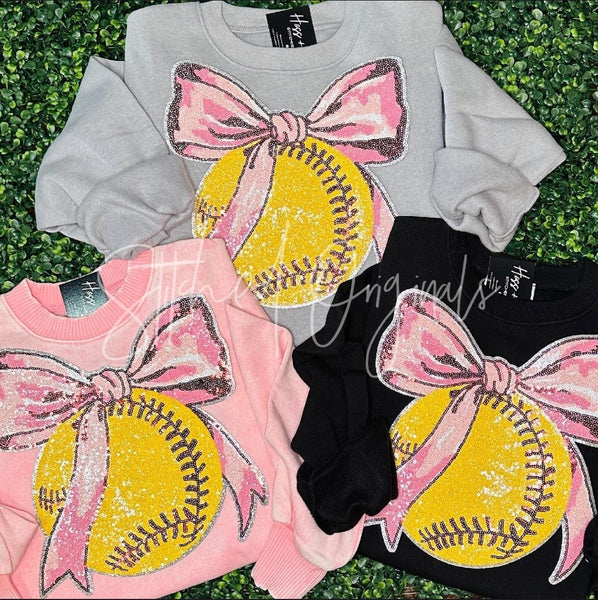 Sequin Softball Bow shirt / sweatshirt