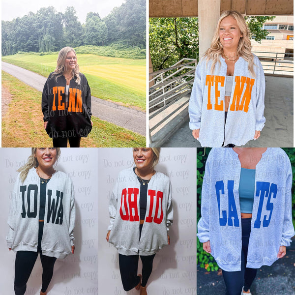 Sports Team Raw Edge Sweatshirt Cardigan