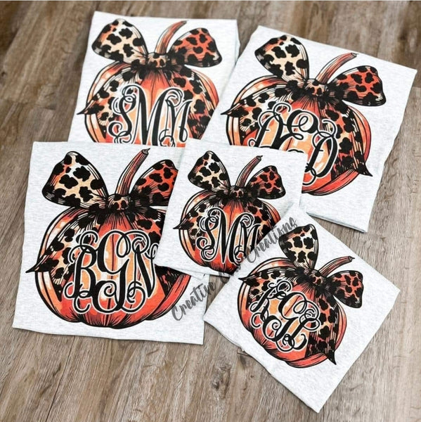 Leopard Bow Pumpkin Monogram shirt / sweatshirt