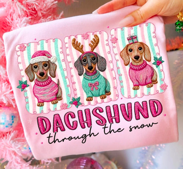 Dachshund Through The Snow Doodle Design shirt / sweatshirt
