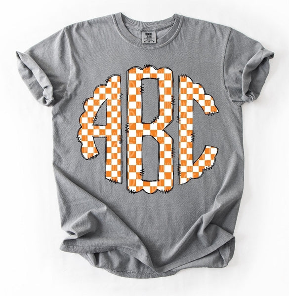 Game Day Orange White Checkered Monogram shirt / sweatshirt