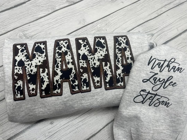 Personalized Mama Cow Print shirt / sweatshirt
