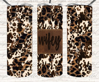 Leopard Leather Patch Wifey 20oz Tumbler, Sublimation