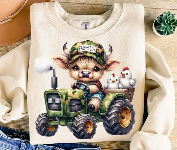 Farm Boy Cow Tractor shirt / sweatshirt