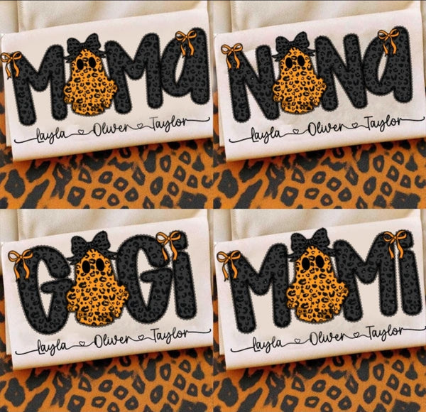 Personalized Leopard Ghost Mama, etc shirt / sweatshirt